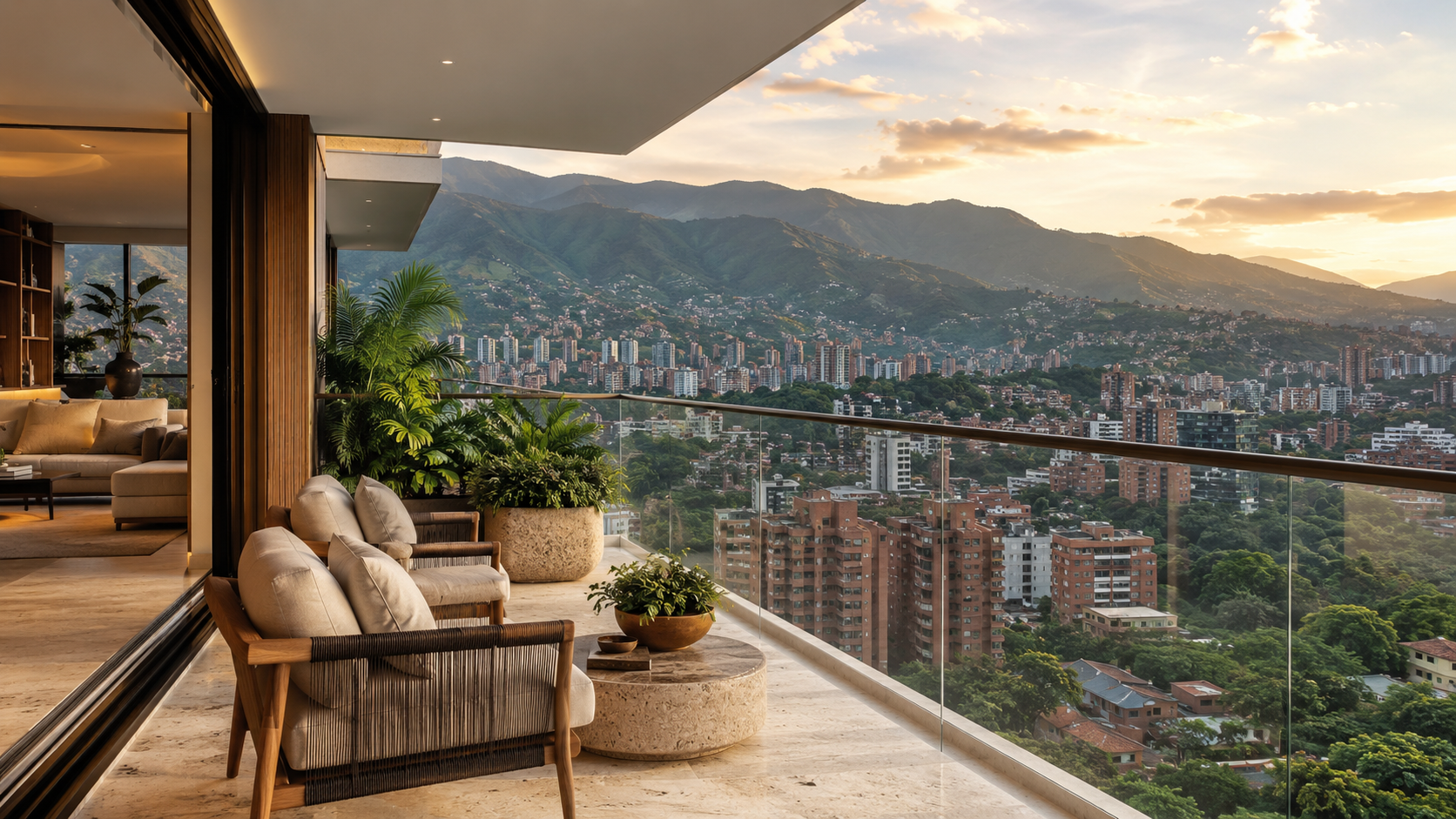 Medellín skyline and homes in the Aburrá Valley